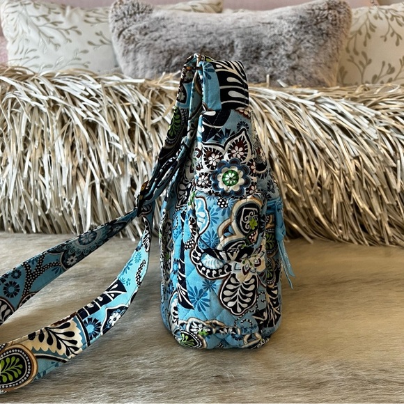 VERA BRADLEY Bali Blue 2009 On The Go Crossbody Commuter Blue Brown Zip Top - Picture 8 of 14